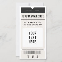 ¡Sorpresa! Tarjeta de embarque de boletos de texto