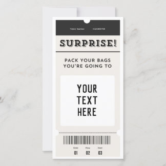 ¡Sorpresa! Tarjeta de embarque de boletos de texto