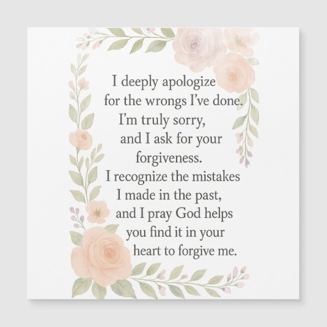 Sorry/Apology\ Forgiveness Floral Magnetic Card (Anverso)