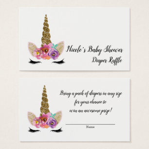 Sorteo de Baby Shower Unicornio Dorado Floral Bril