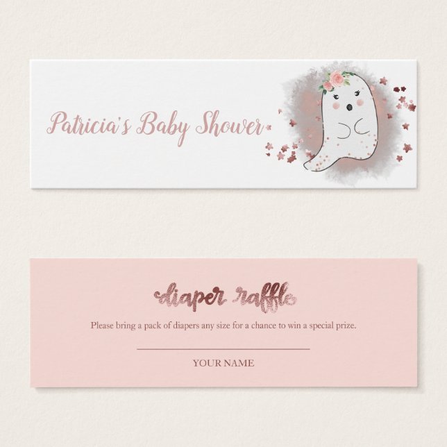 Sorteo de pañales para Baby Shower de Halloween co (Anverso y reverso)