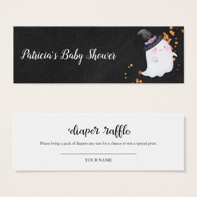 Sorteo de pañales para Baby Shower de Halloween co (Anverso y reverso)
