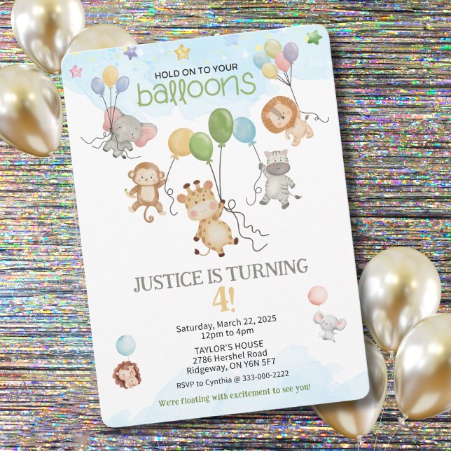Sostengan Sus Globos Invitación de Cumpleaños para (Hold on to your balloons because this birthday is about to take off!)