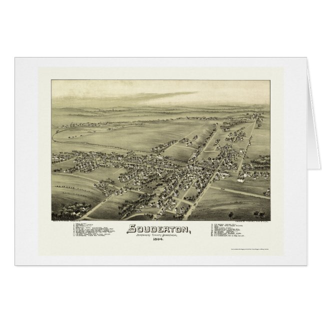 Souderton, mapa panorámico del PA - 1894 (Anverso (Horizontal))