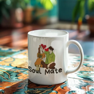 Soul Mate Mug - Romántica Copa de Café para Pareja