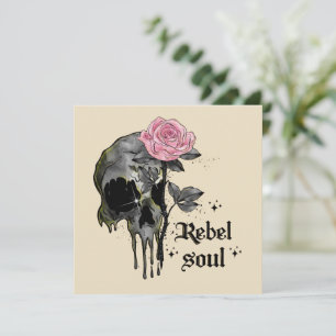 Soul Rebel - Calavera gótica con rosa rosado