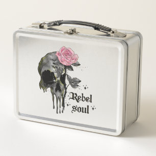 Soul Rebel - Calavera gótica con rosa rosado