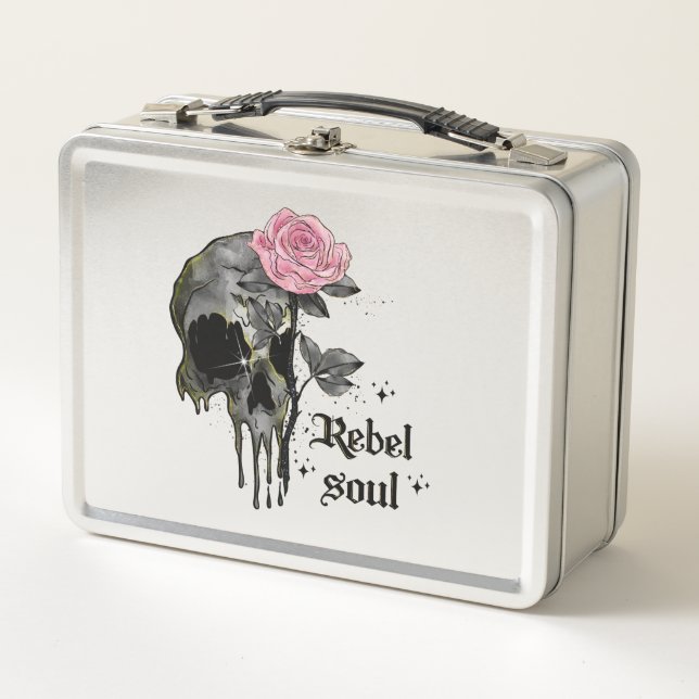 Soul Rebel - Calavera gótica con rosa rosado (Anverso)
