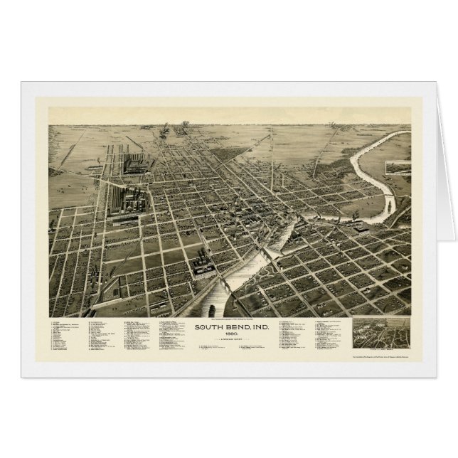 South Bend, EN el mapa panorámico - 1890 (Anverso (Horizontal))