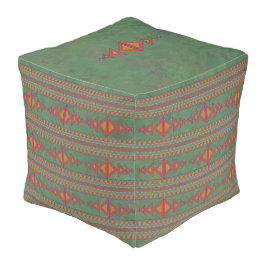 Southwest Sagebrush Green Geometric Design Pouf