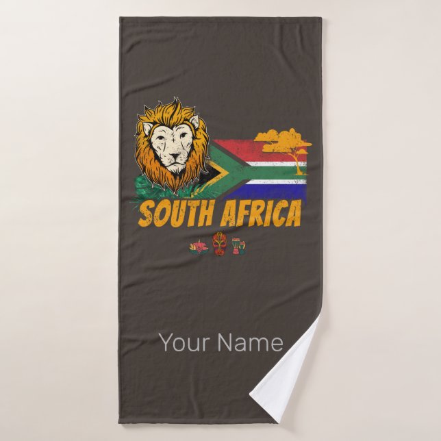 Souvenir de Safari con bandera de León de Sudáfric (Toalla de baño)