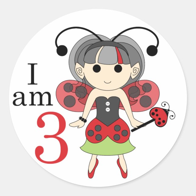 Soy 3 Pegatinas de Ladybug Fairy 3Birthday Circle (Anverso)
