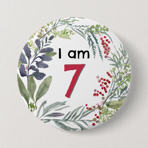 Soy 7 Hermoso Floral Bonito Pin Insignia Botón