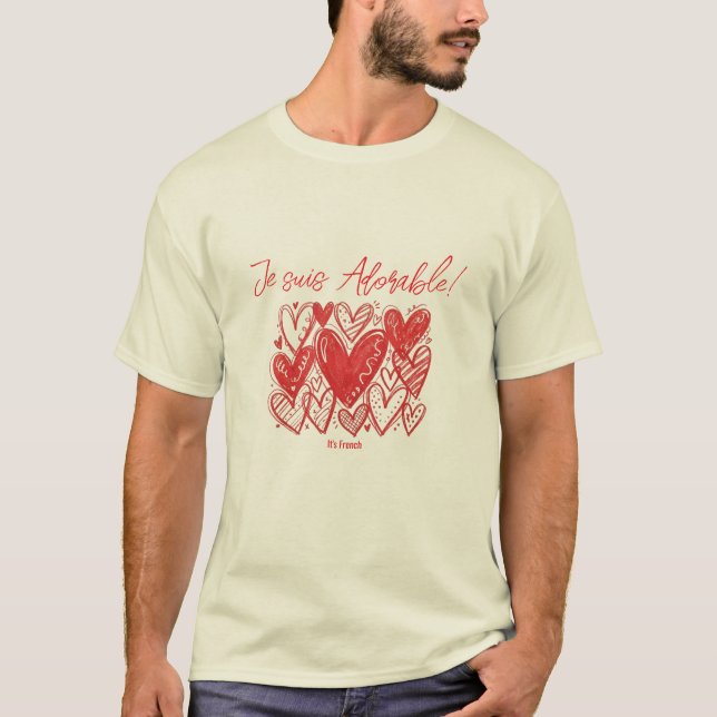 ¡Soy Adorable! Camiseta con Estampado de Corazón E (Anverso)
