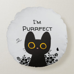Soy Almohada Redonda de Gato Negro Perfectamente L