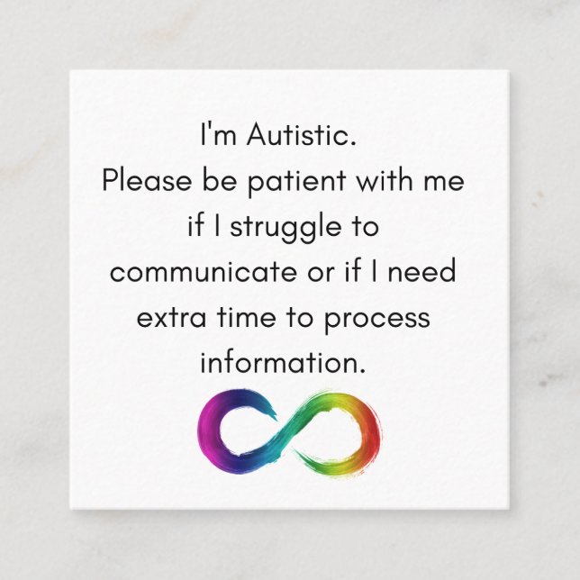 Soy autista - Tarjeta de comunicación (Anverso)