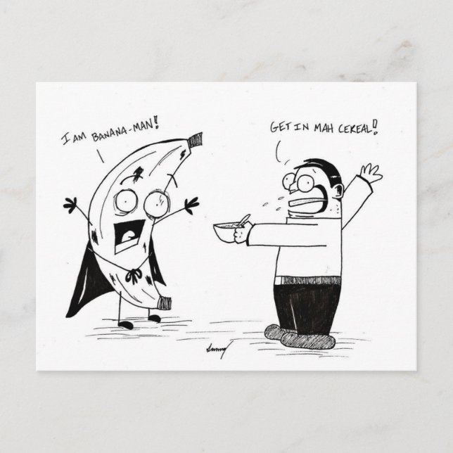 "¡SOY BANANA-HOMBRE!" Postal (Anverso)