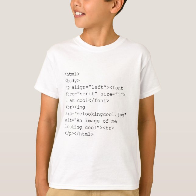 "Soy" camiseta fresca de la codificación del HTML (Anverso)