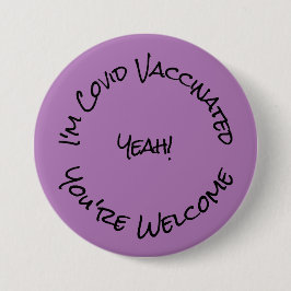Soy Covid Vaccinated Lavender Botón Negro