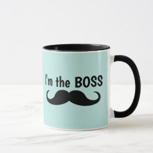 SOY EL JEFE, TAZA DE CAFÉ CON BIGOTE