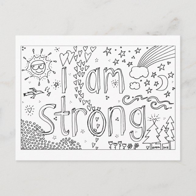 Soy Fuerte. Arte de postal de Ann J Doetkott (Anverso)
