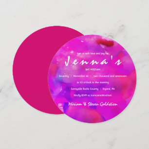 SOY FUSHIA WATERCOLOR Bat Mitzvah Invitación