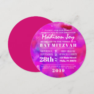 SOY FUSHIA WATERCOLOR Bat Mitzvah Invitación