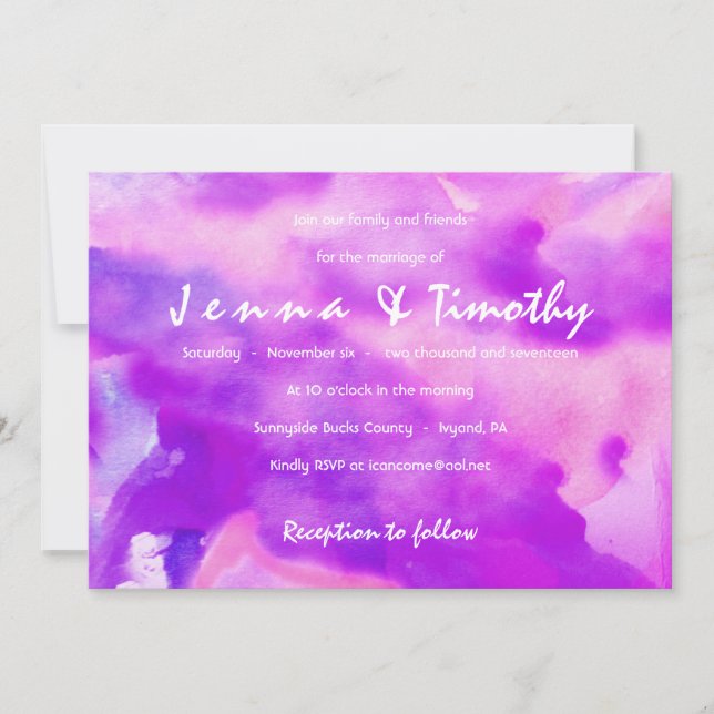 Soy Invitación VIOLET WATERCOLOR Wedding (Anverso)