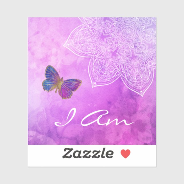 *~* SOY Pegatina de la mariposa de Meditación de M (Hoja)