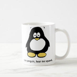 "Soy pingüino, me oigo graznar" taza blanca