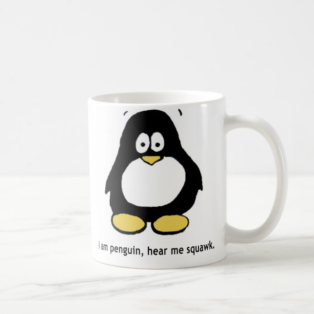"Soy pingüino, me oigo graznar" taza blanca (Derecha)