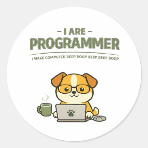 Soy Programador Divertido Pegatina Clásica Redonda