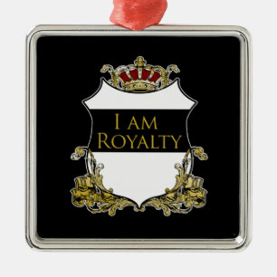 “Soy Realeza” Ornamento Cuadrado de Cresta Herald