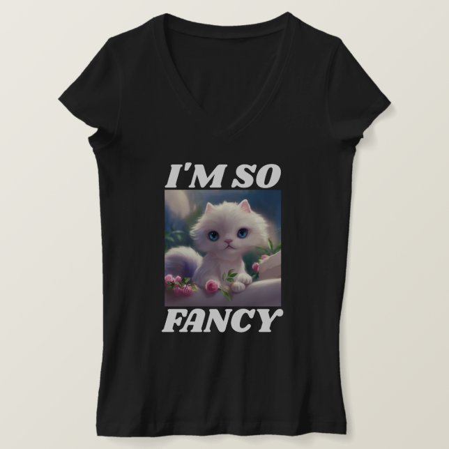 SOY TAN FANCY WHITE CAT KITTEN GRANDES CAMISETAS D (Anverso del diseño)