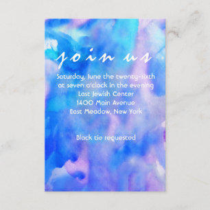SOY Tarjeta De Recepción BLUE WATERCOLOR Bat Mitzv