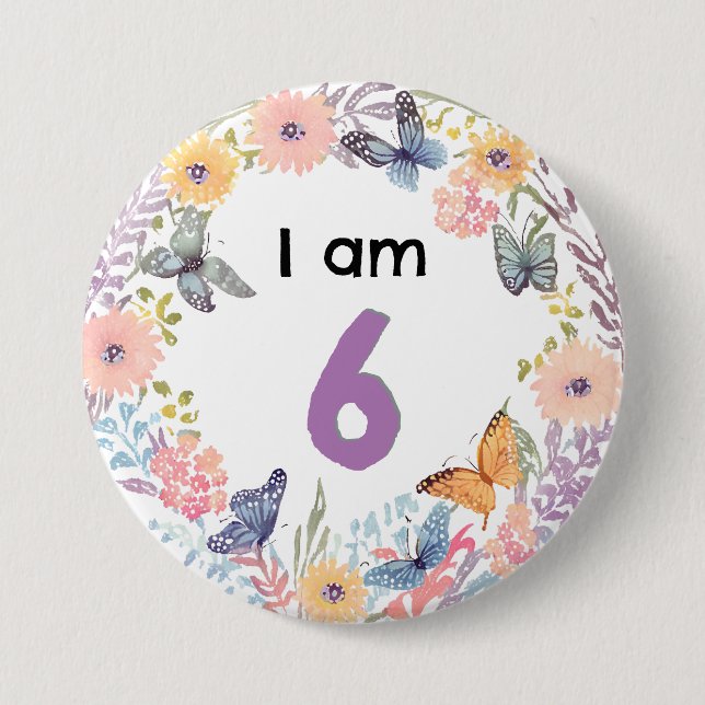 Soy un bonito pin floral de mariposa con botón (Anverso)