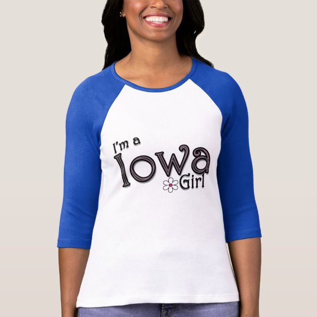 Soy un chica de Iowa, flor, camiseta azul (Anverso)