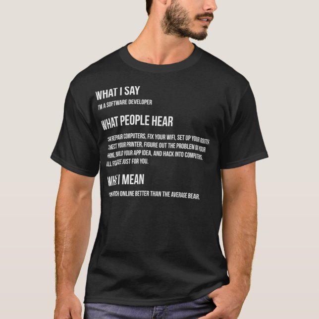 Soy un desarrollador de software Camisa Lo que dig (Anverso)