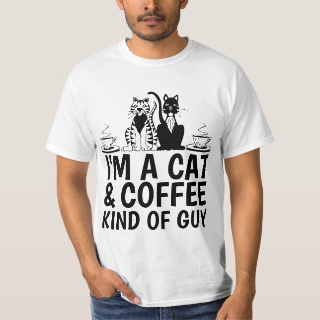 SOY UN GATO Y CAFÉ DE CAMISETAS DE HOMBRES (Anverso)