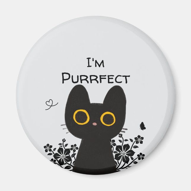 Soy un imán de gato negro lindo perfecto (Frente)