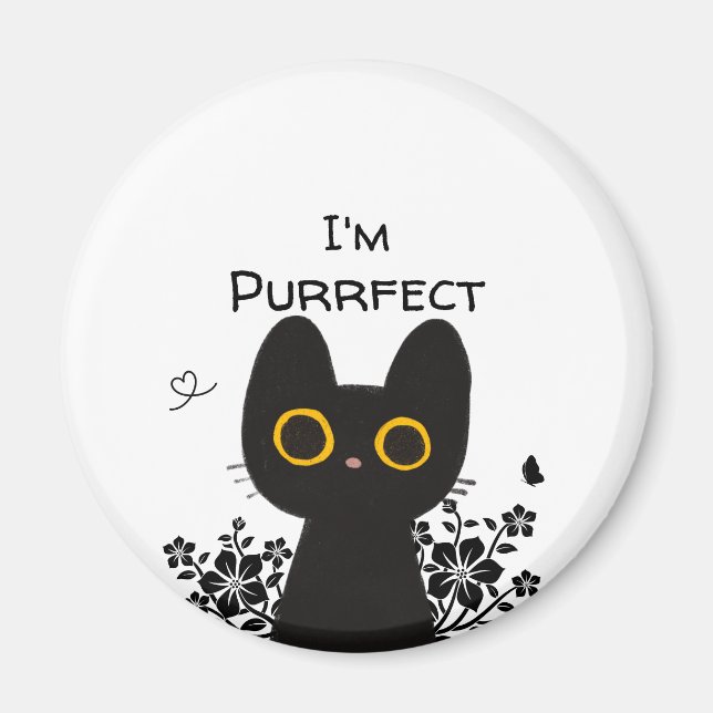 Soy un imán de gato negro lindo perfecto (Frente)