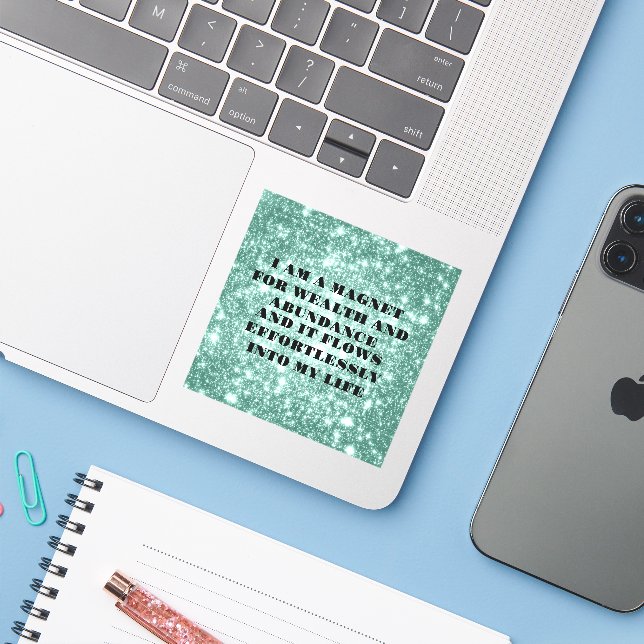 Soy un imán para el Pegatina de afirmación de riqu (Ordenado portátil con iPhone)