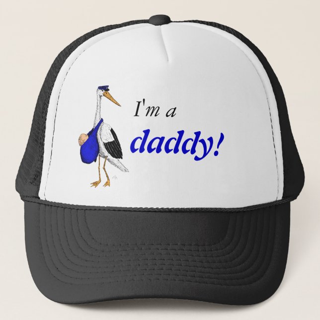 "Soy un papá!" gorra con la cigüeña de la entrega (Anverso)