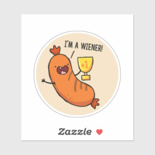Soy un Pegatina Wiener Hotdog Pun Die-Cut