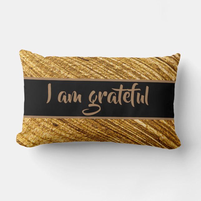 Soy una almohada lumbar agradecida Gold Marrón Mod (Anverso)