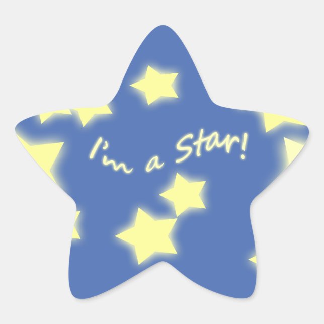 ¡Soy una estrella! Pegatina Estrella Azul/Amarillo (Anverso)
