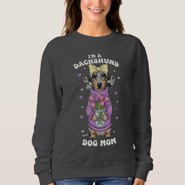 Soy una mamá de Dachshund - Suéter Púrpura  (Anverso)