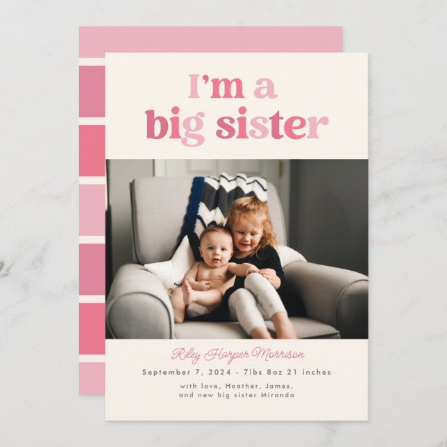 Soy una tarjeta de Invitación plana Big Sister (ro (Anverso / Reverso)