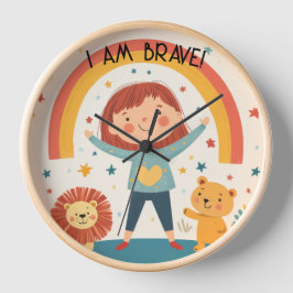 Soy valiente - Reloj de pared de afirmación de niñ