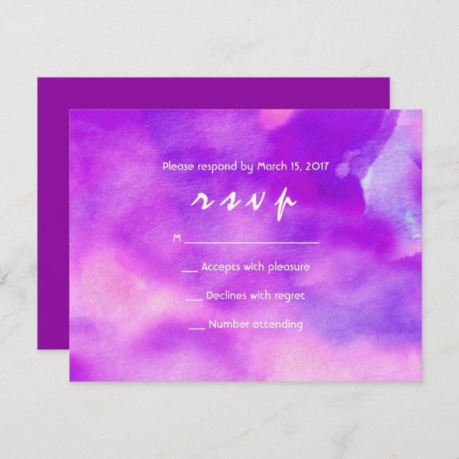 Soy VIOLET WATERCOLOR Bat Mitzvah Invitación (Anverso / Reverso)